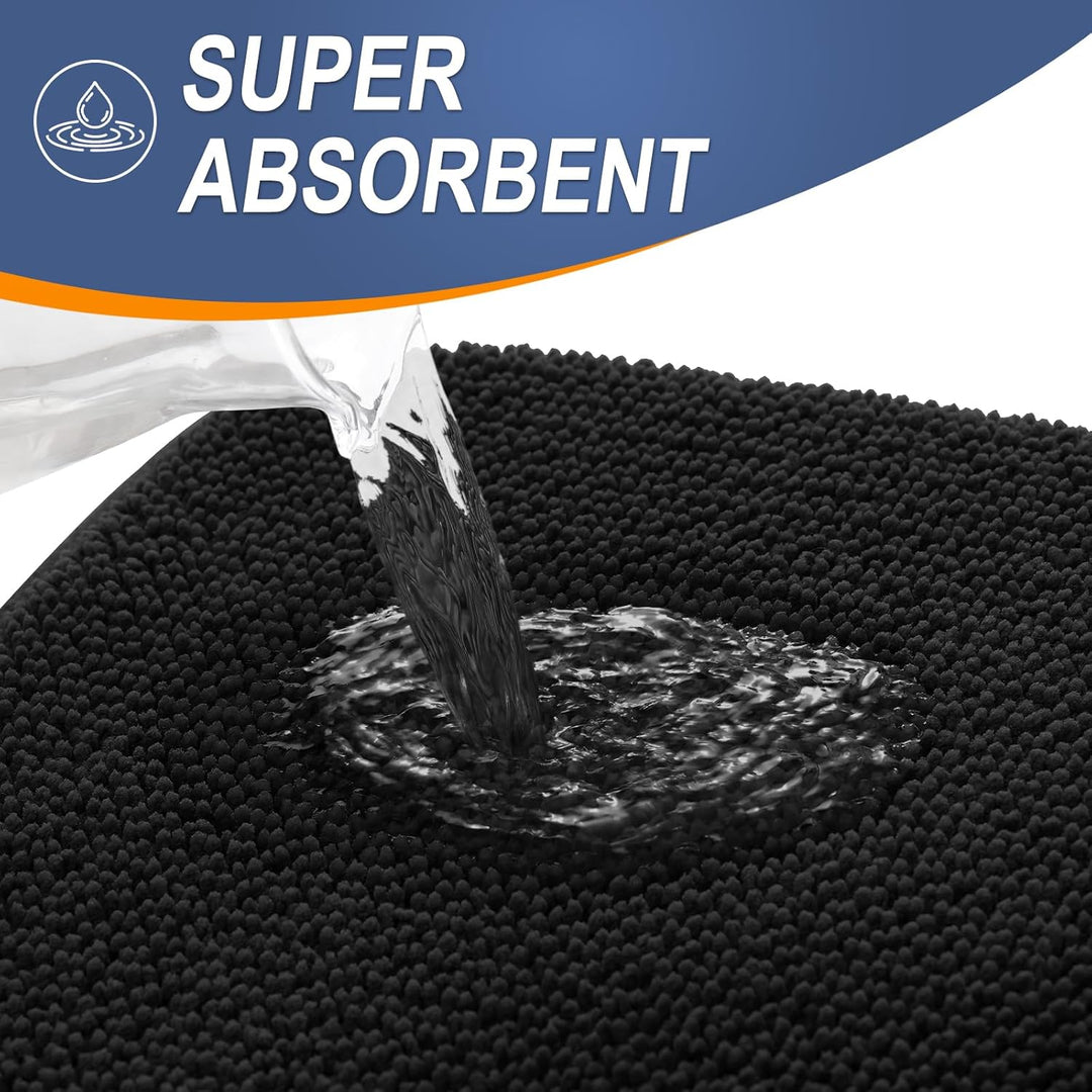 Luxury Memory Foam Bath Mat, Extra Soft Absorbent Bathroom Mats, Quick Dry Bathroom Rugs, Non - Slip, Machine Washable Bath Mats for Bathroom Floor, Tub and Shower, 24x36, Black - Just Closeouts Canada Inc.