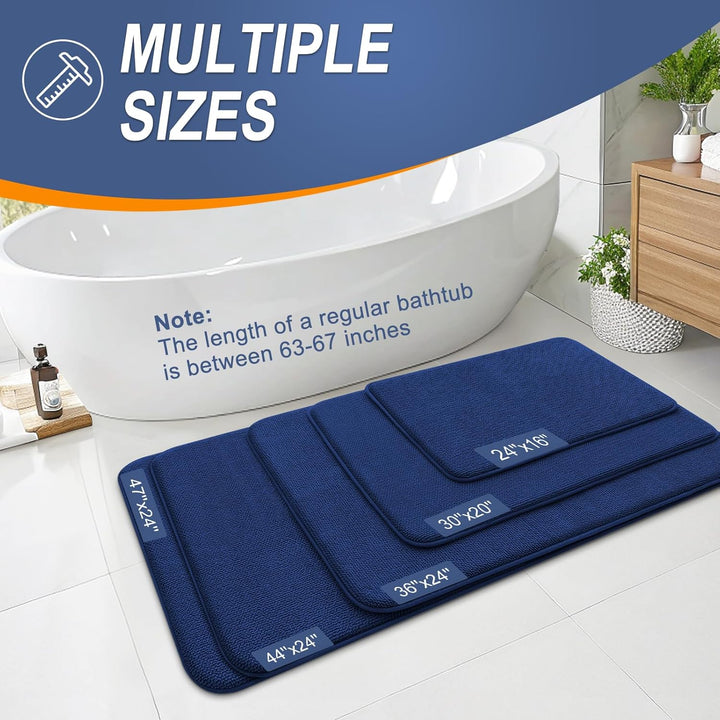 Luxury Memory Foam Bath Mat, Extra Soft Absorbent Bathroom Mats, Quick Dry Bathroom Rugs, Non - Slip, Machine Washable Bath Mats for Bathroom Floor, Tub and Shower, 24x36, Navy - Just Closeouts Canada Inc.