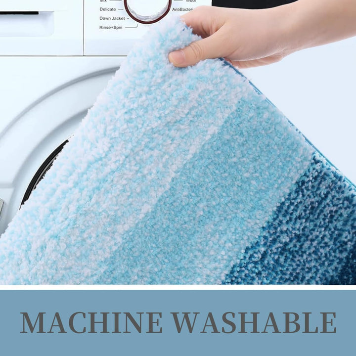 Luxury Microfiber Bath Mat, Extra Soft and Absorbent Bathroom Mat, Non - Slip Plush Shaggy Bathroom Rug, Machine Wash Dry, Bath Rugs for Bathroom Floor, Tub and Shower, 24x47, Peacock Blue - Just Closeouts Canada Inc.