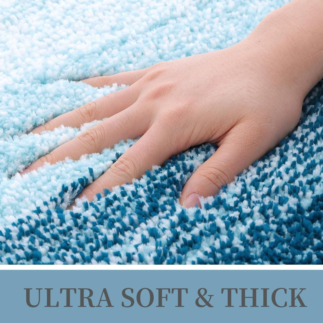 Luxury Microfiber Bath Mat, Extra Soft and Absorbent Bathroom Mat, Non - Slip Plush Shaggy Bathroom Rug, Machine Wash Dry, Bath Rugs for Bathroom Floor, Tub and Shower, 24x47, Peacock Blue - Just Closeouts Canada Inc.