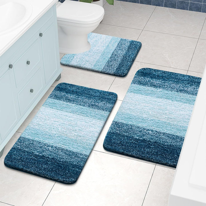 Luxury Microfiber Bath Mat, Extra Soft and Absorbent Bathroom Mat, Non - Slip Plush Shaggy Bathroom Rug, Machine Wash Dry, Bath Rugs for Bathroom Floor, Tub and Shower, 24x47, Peacock Blue - Just Closeouts Canada Inc.