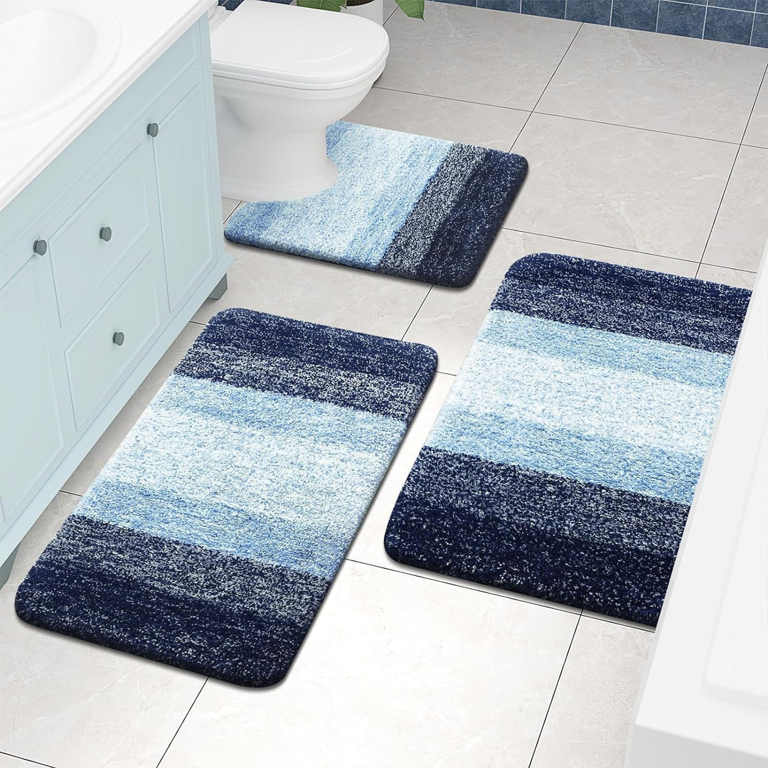 Luxury Microfiber Bath Mat, Extra Soft and Absorbent Bathroom Mat, Non - Slip Plush Shaggy Bathroom Rug, Machine Wash Dry, Bath Rugs for Bathroom Floor, Tub and Shower, 16x24, Navy - Just Closeouts Canada Inc.