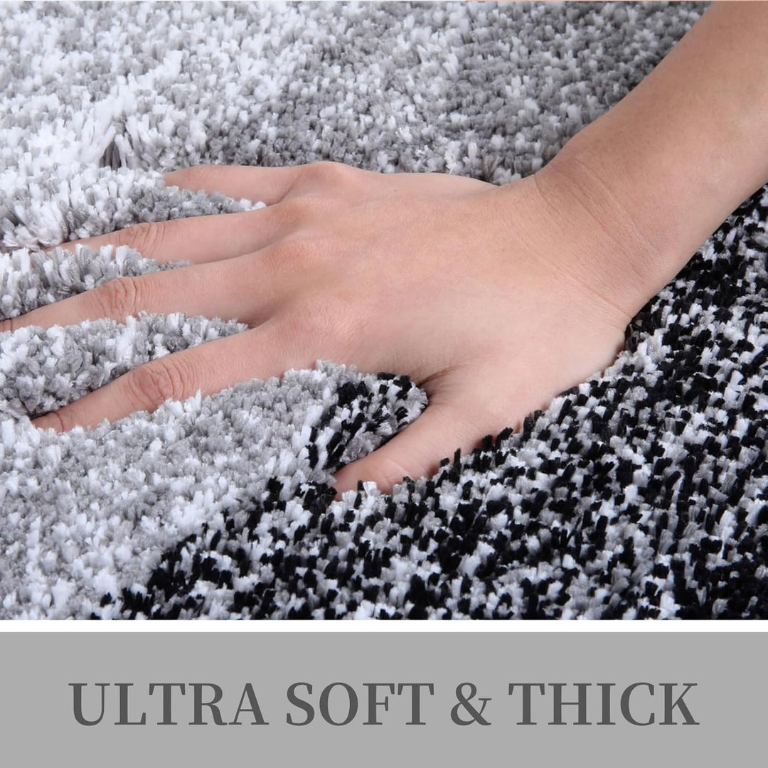 Luxury Microfiber Toilet Mat U-Shaped, Extra Soft and Absorbent Bath Mat, Non-Slip Plush Shaggy Bathroom Rug, Machine Wash Dry, Contour Toilet Rugs for Toilet Base, 20x24, Black - Just Closeouts Canada Inc.