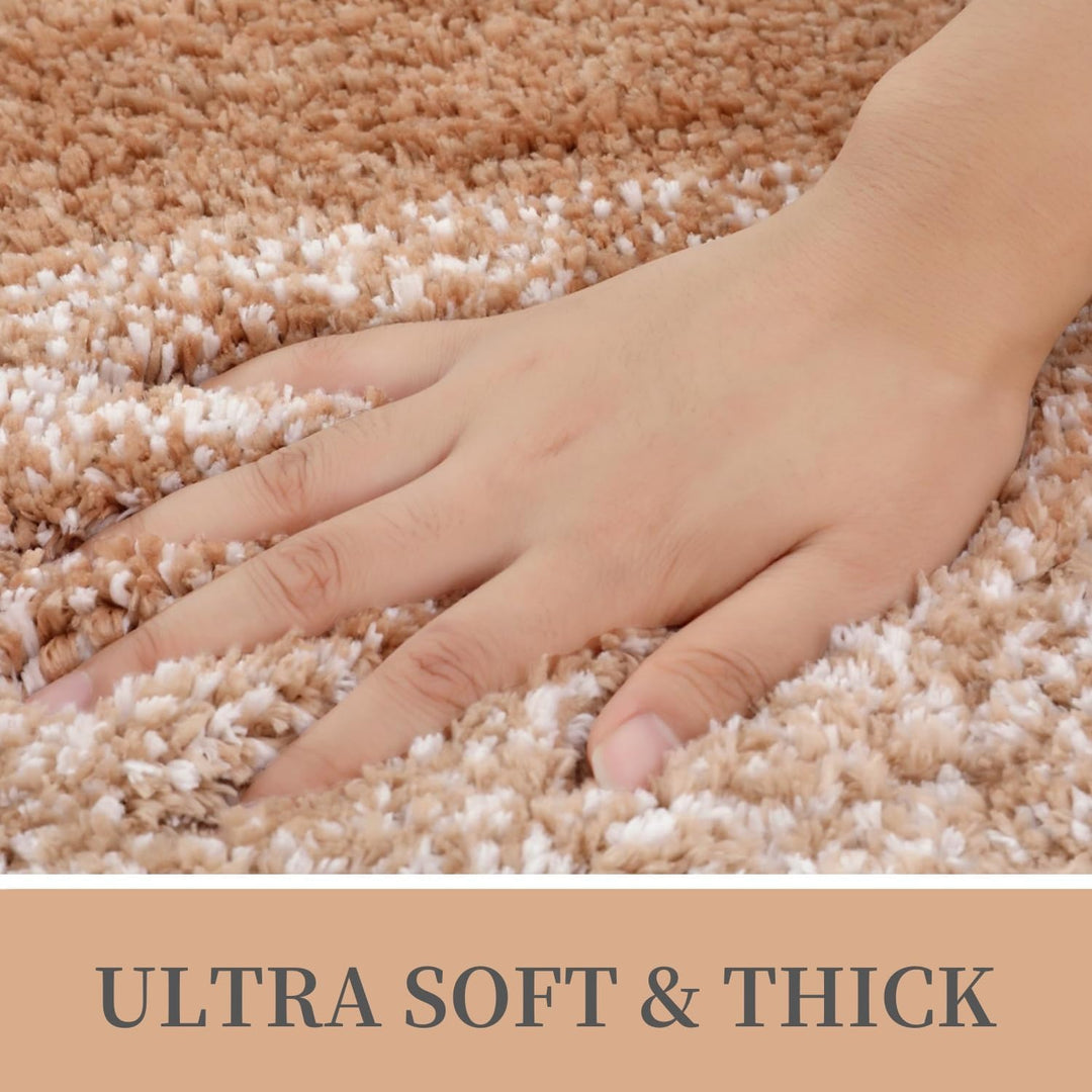 Luxury Microfiber Toilet Mat U - Shaped, Extra Soft and Absorbent Bath Mat, Non - Slip Plush Shaggy Bathroom Rug, Machine Wash Dry, Contour Toilet Rugs for Toilet Base, 20x24, Beige - Just Closeouts Canada Inc.