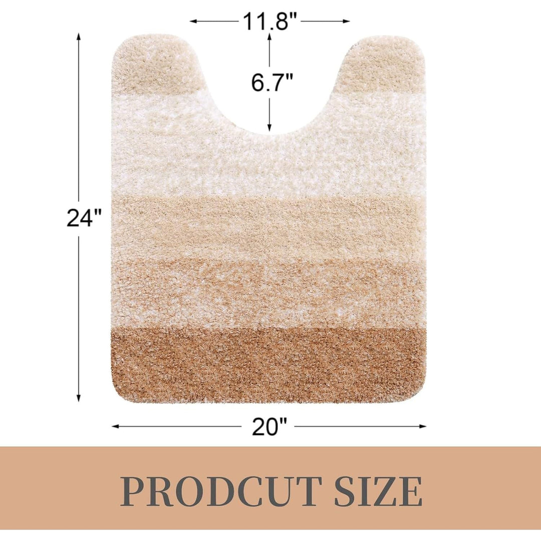 Luxury Microfiber Toilet Mat U - Shaped, Extra Soft and Absorbent Bath Mat, Non - Slip Plush Shaggy Bathroom Rug, Machine Wash Dry, Contour Toilet Rugs for Toilet Base, 20x24, Beige - Just Closeouts Canada Inc.