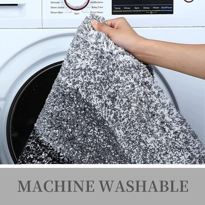 Luxury Microfiber Toilet Mat U-Shaped, Extra Soft and Absorbent Bath Mat, Non-Slip Plush Shaggy Bathroom Rug, Machine Wash Dry, Contour Toilet Rugs for Toilet Base, 20x24, Black - Just Closeouts Canada Inc.