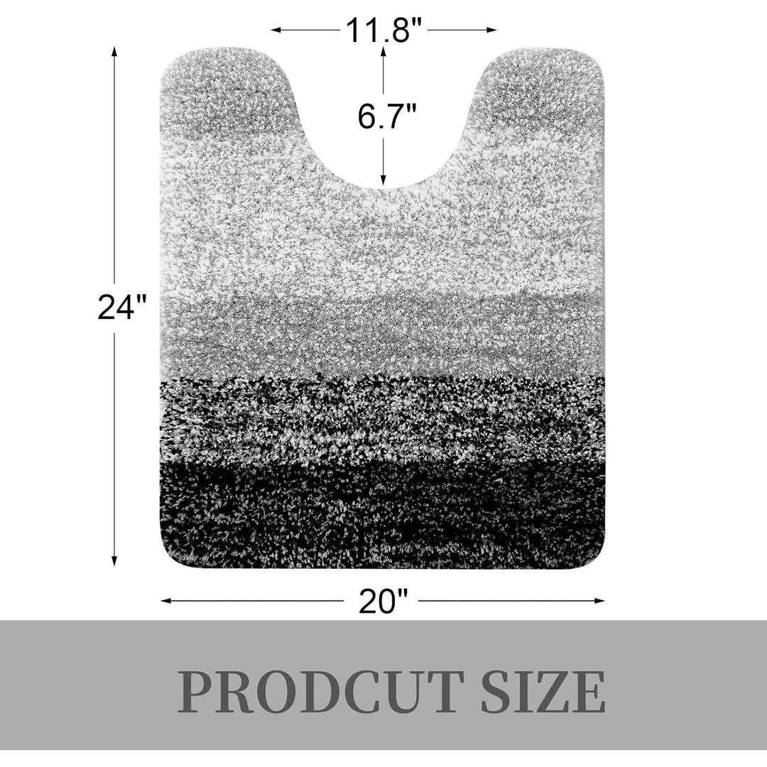 Luxury Microfiber Toilet Mat U-Shaped, Extra Soft and Absorbent Bath Mat, Non-Slip Plush Shaggy Bathroom Rug, Machine Wash Dry, Contour Toilet Rugs for Toilet Base, 20x24, Black - Just Closeouts Canada Inc.