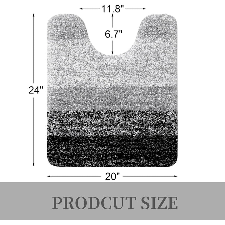 Luxury Microfiber Toilet Mat U-Shaped, Extra Soft and Absorbent Bath Mat, Non-Slip Plush Shaggy Bathroom Rug, Machine Wash Dry, Contour Toilet Rugs for Toilet Base, 20x24, Black - Just Closeouts Canada Inc.