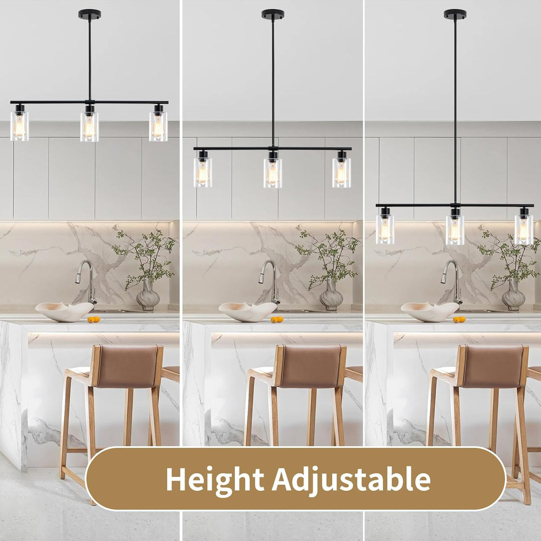 LXWNYY Kitchen Island Lighting, 3 - Light Modern Chandelier Ceiling Light Pendant Lights Kitchen Island Linear Chandelier Hanging Light Fixture for Dining Room Bedroom Living Room - Just Closeouts Canada Inc.