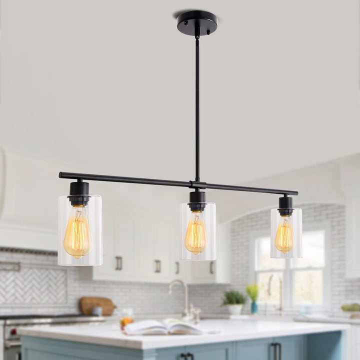 LXWNYY Kitchen Island Lighting, 3 - Light Modern Chandelier Ceiling Light Pendant Lights Kitchen Island Linear Chandelier Hanging Light Fixture for Dining Room Bedroom Living Room - Just Closeouts Canada Inc.