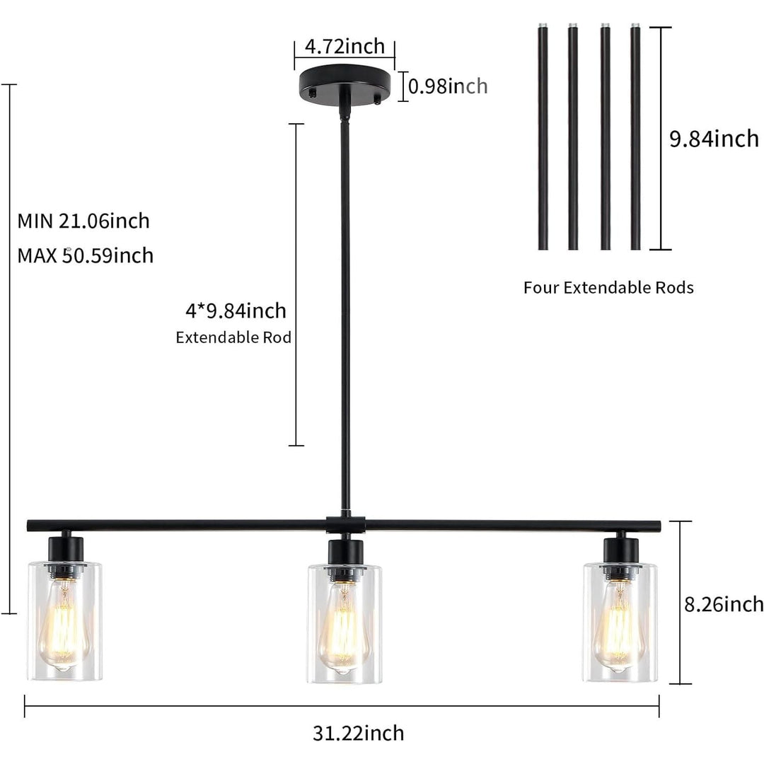 LXWNYY Kitchen Island Lighting, 3 - Light Modern Chandelier Ceiling Light Pendant Lights Kitchen Island Linear Chandelier Hanging Light Fixture for Dining Room Bedroom Living Room - Just Closeouts Canada Inc.
