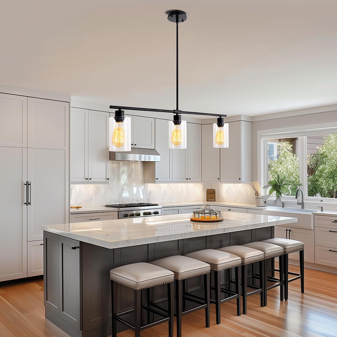 LXWNYY Kitchen Island Lighting, 3 - Light Modern Chandelier Ceiling Light Pendant Lights Kitchen Island Linear Chandelier Hanging Light Fixture for Dining Room Bedroom Living Room - Just Closeouts Canada Inc.