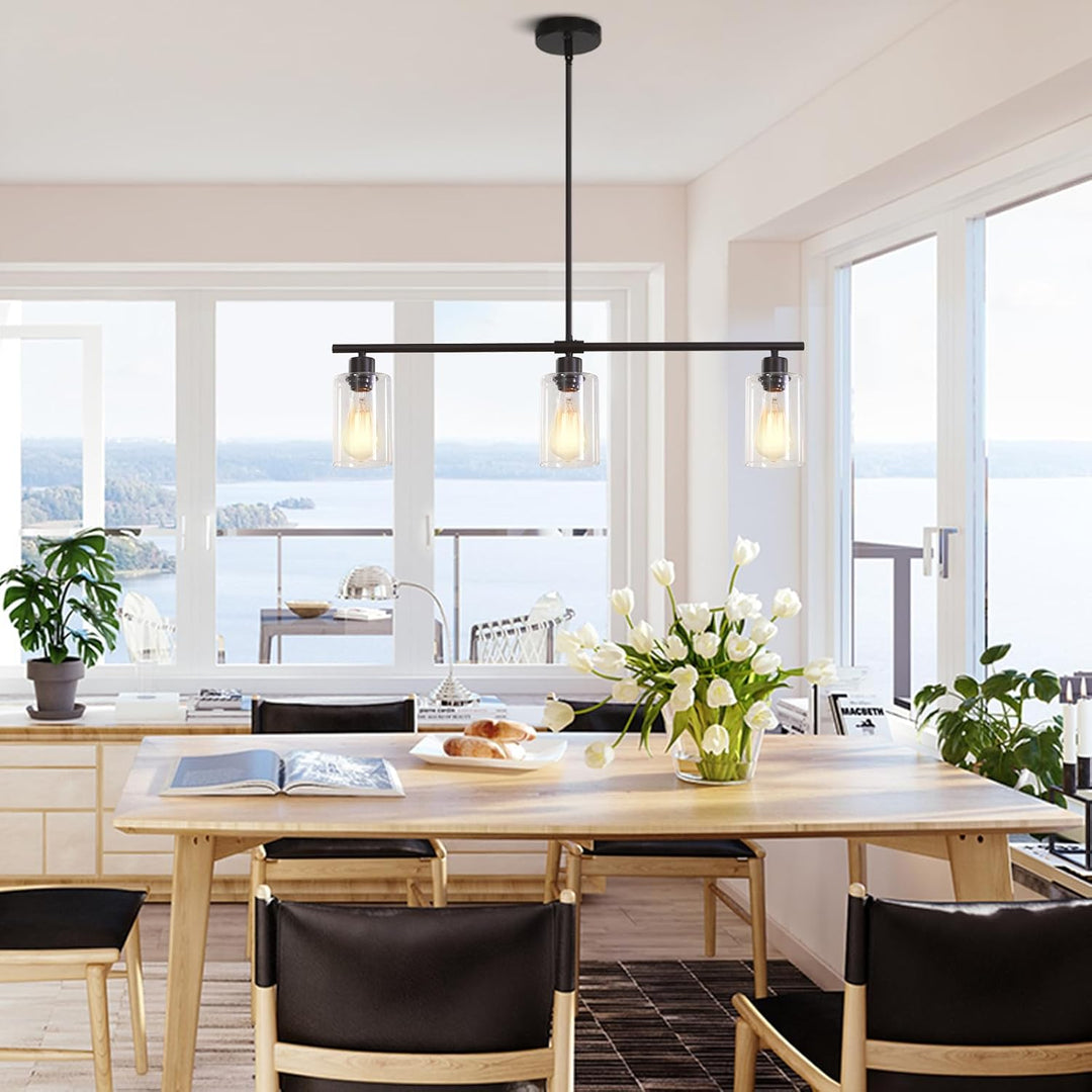 LXWNYY Kitchen Island Lighting, 3 - Light Modern Chandelier Ceiling Light Pendant Lights Kitchen Island Linear Chandelier Hanging Light Fixture for Dining Room Bedroom Living Room - Just Closeouts Canada Inc.