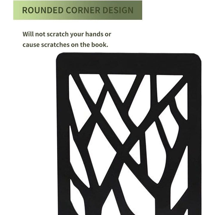 Lycnkok Bookends for Shelves Book Ends Holders Stoppers Supports Metal, for Office Home Decorative, Tree/Leaf/Bird Design, 3 Pair Black, Bookmark Included - Just Closeouts Canada Inc.