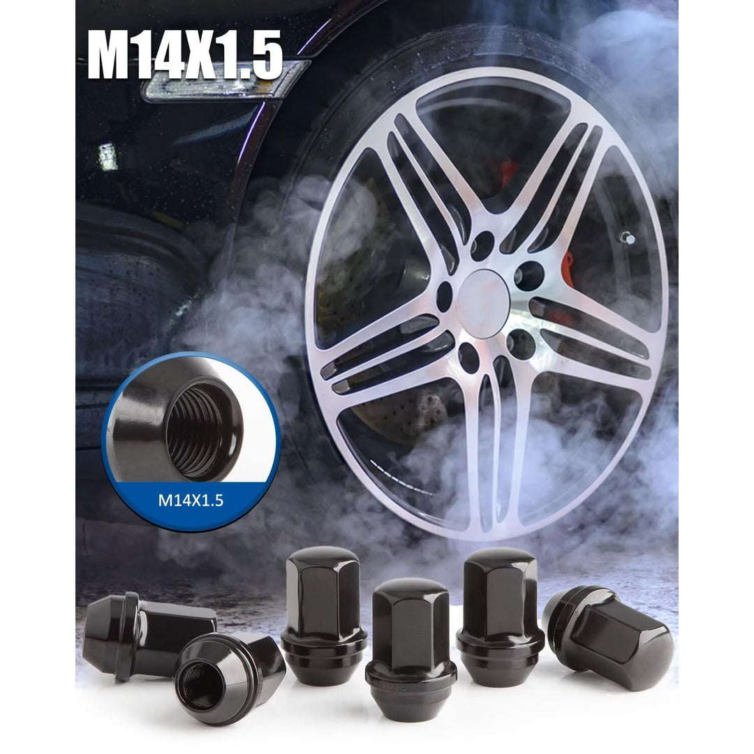 M14x1.5 Lug Nuts Black 24pcs, 14x1.5 OEM Factory Style Wheel Lug Nut, 1.8 Inch 45mm Length, 7/8" 22mm Hex, Closed End Large Acorn Seat - Just Closeouts Canada Inc.X0043LMX7V