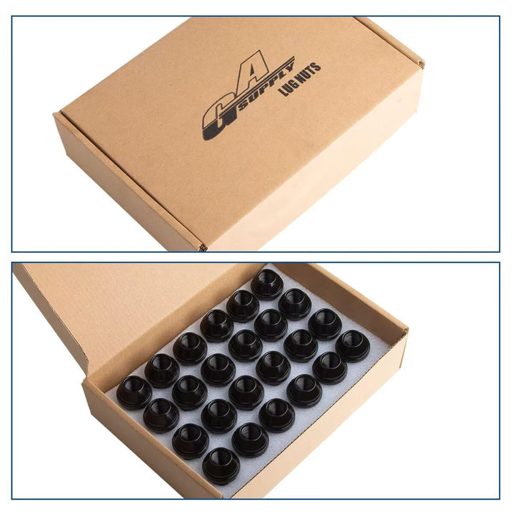 M14x1.5 Lug Nuts Black 24pcs, 14x1.5 OEM Factory Style Wheel Lug Nut, 1.8 Inch 45mm Length, 7/8" 22mm Hex, Closed End Large Acorn Seat - Just Closeouts Canada Inc.X0043LMX7V