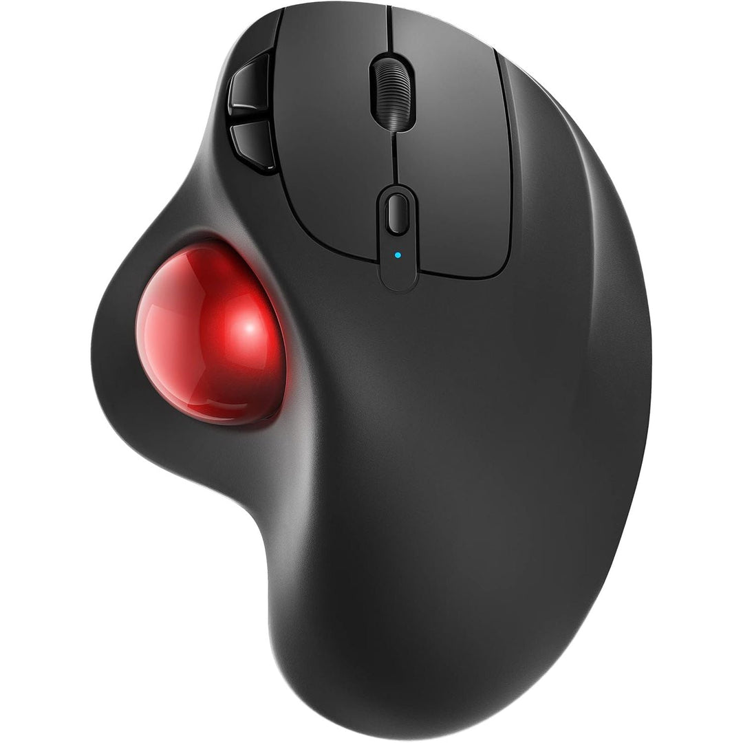 M501 Wireless Trackball Mouse, Rechargeable Ergonomic, Easy Thumb Control, Precise & Smooth Tracking, 3 Device Connection (Bluetooth or USB Receiver), Compatible for PC, Laptop, Mac(Red) - Just Closeouts Canada Inc.X004RIRKY1