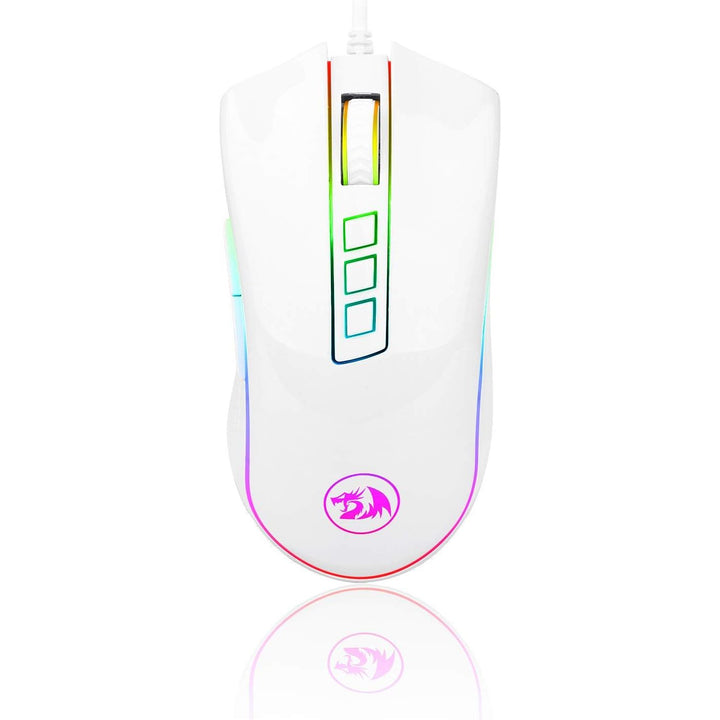 M711 Cobra RGB Gaming Mouse White Version, 10,000 DPI Wired Optical Mouse with High Precision Inputs, 7 Programmable Buttons and 16.8 Million Customized Breathing Backlight for PC/Laptop - Just Closeouts Canada Inc.