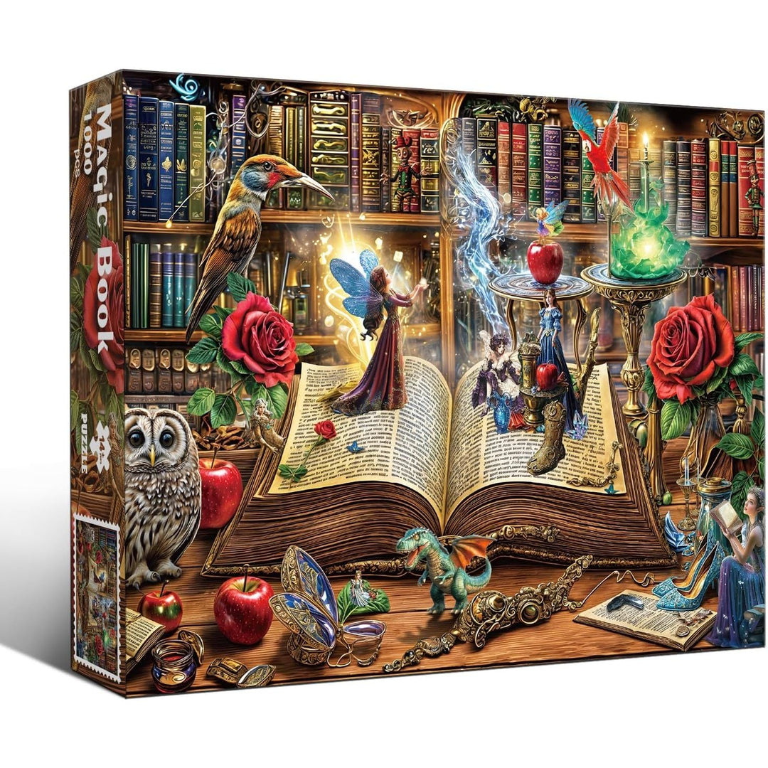 Magic Book Jigsaw Puzzles, 1000 Piece Puzzle for Adults, Family Puzzles Game, Fun Relaxing Challenging, Interlock Perfectly No Dust, Home Wall Decor, Gift for Valentine Friends Parents - Just Closeouts Canada Inc.X004IHR9MT