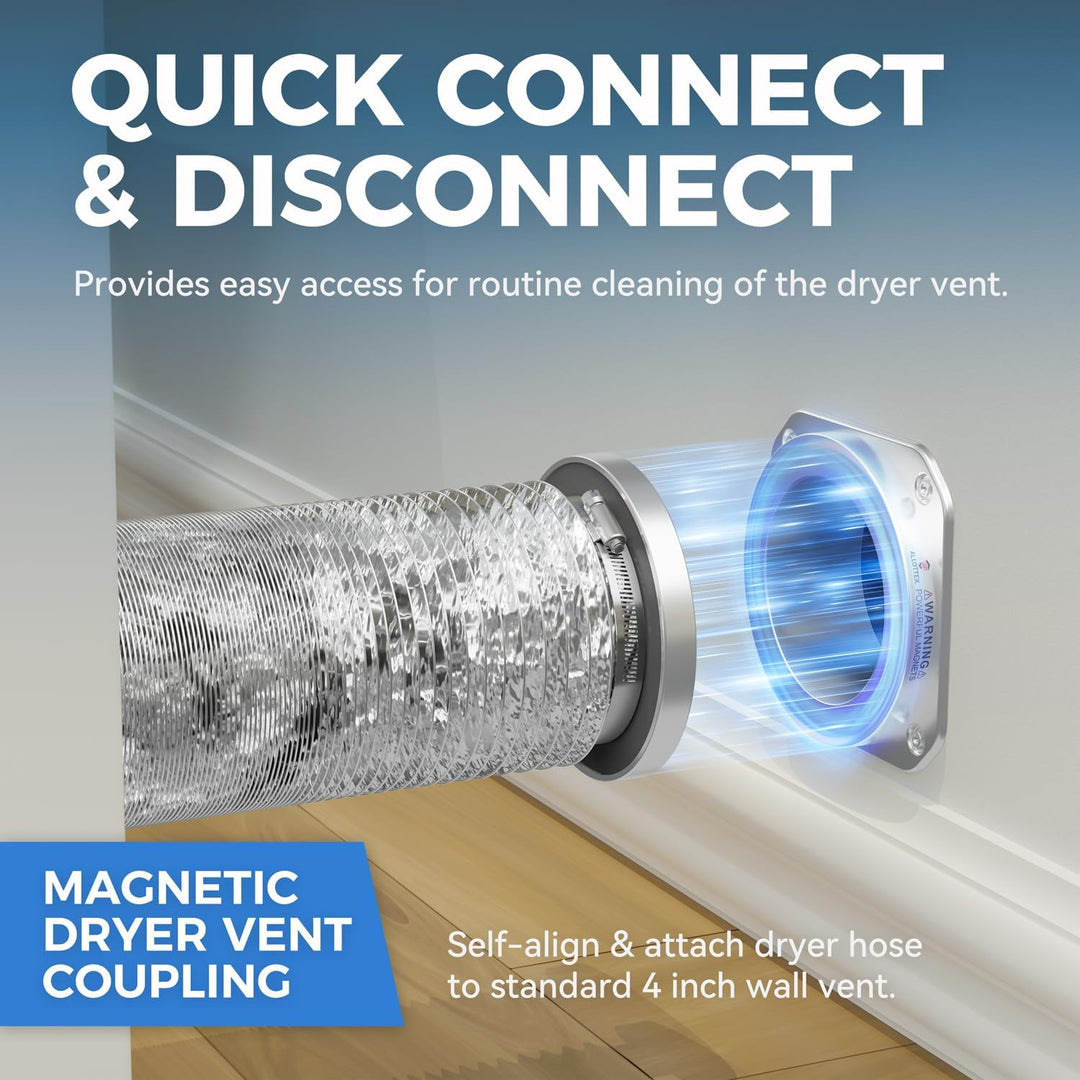 Magnetic Dryer Vent Coupling DV180 Airtight Seal Dryer Vent Connector Kit Easy to Clean Quick Connector Including a 2.6ft 4" Duct and two Clamps Large - Just Closeouts Canada Inc.