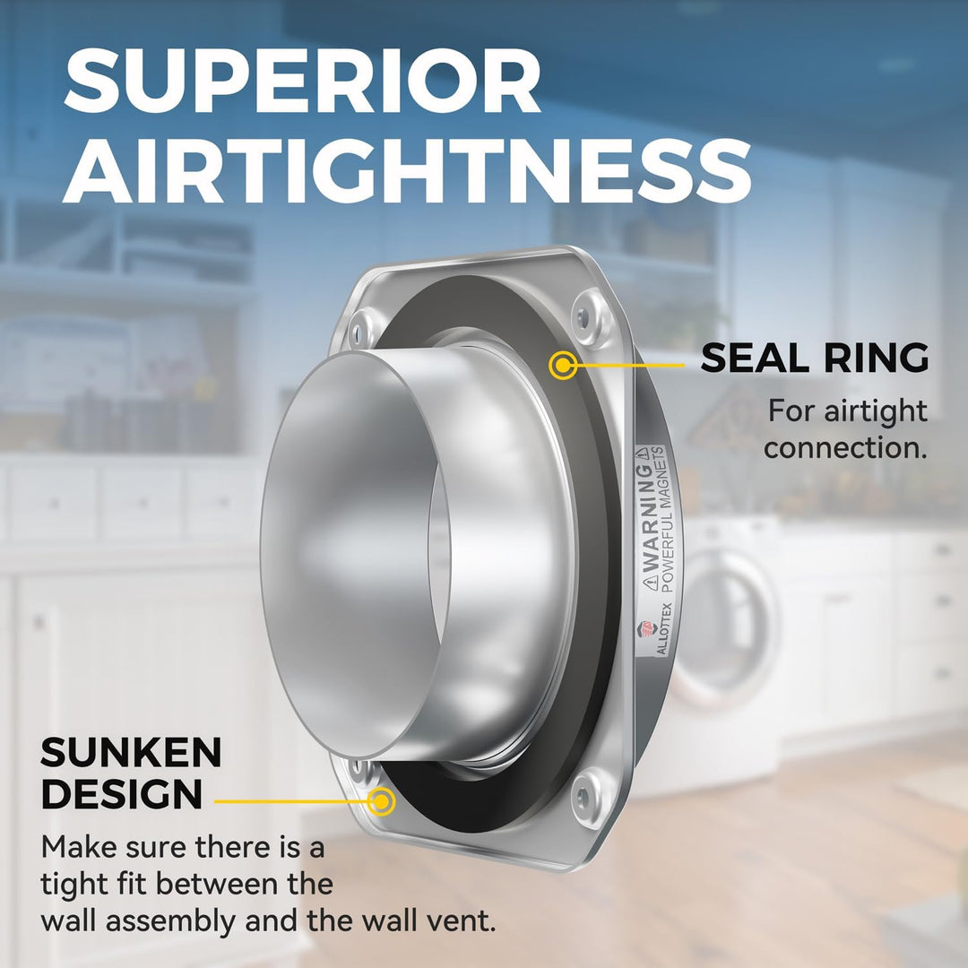 Magnetic Dryer Vent Coupling DV180 Airtight Seal Dryer Vent Connector Kit Easy to Clean Quick Connector Including a 2.6ft 4" Duct and two Clamps Large - Just Closeouts Canada Inc.