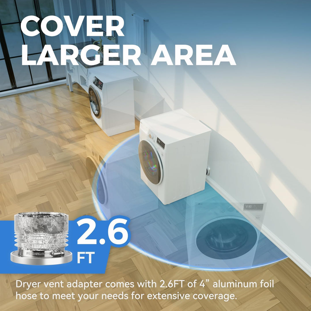 Magnetic Dryer Vent Coupling DV180 Airtight Seal Dryer Vent Connector Kit Easy to Clean Quick Connector Including a 2.6ft 4" Duct and two Clamps Large - Just Closeouts Canada Inc.