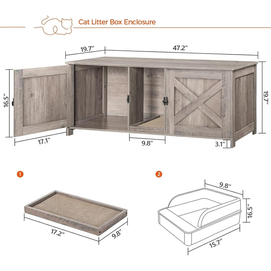 Mahancris Cat Litter Box Enclosure for 2 Cats, 120cm, CWHG1201 - Just Closeouts Canada Inc.