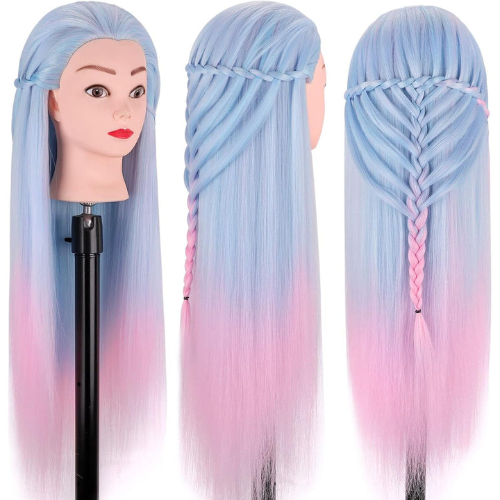 Mannequin Head, 29" Hair Mannequin with Synthetic Hair Manikin Head Practice Cosmetology Hair Doll Head Styling Hairdressing Training Braiding with Clamp Holder & Tools for Kids Girls - Just Closeouts Canada Inc.X0042B54UF