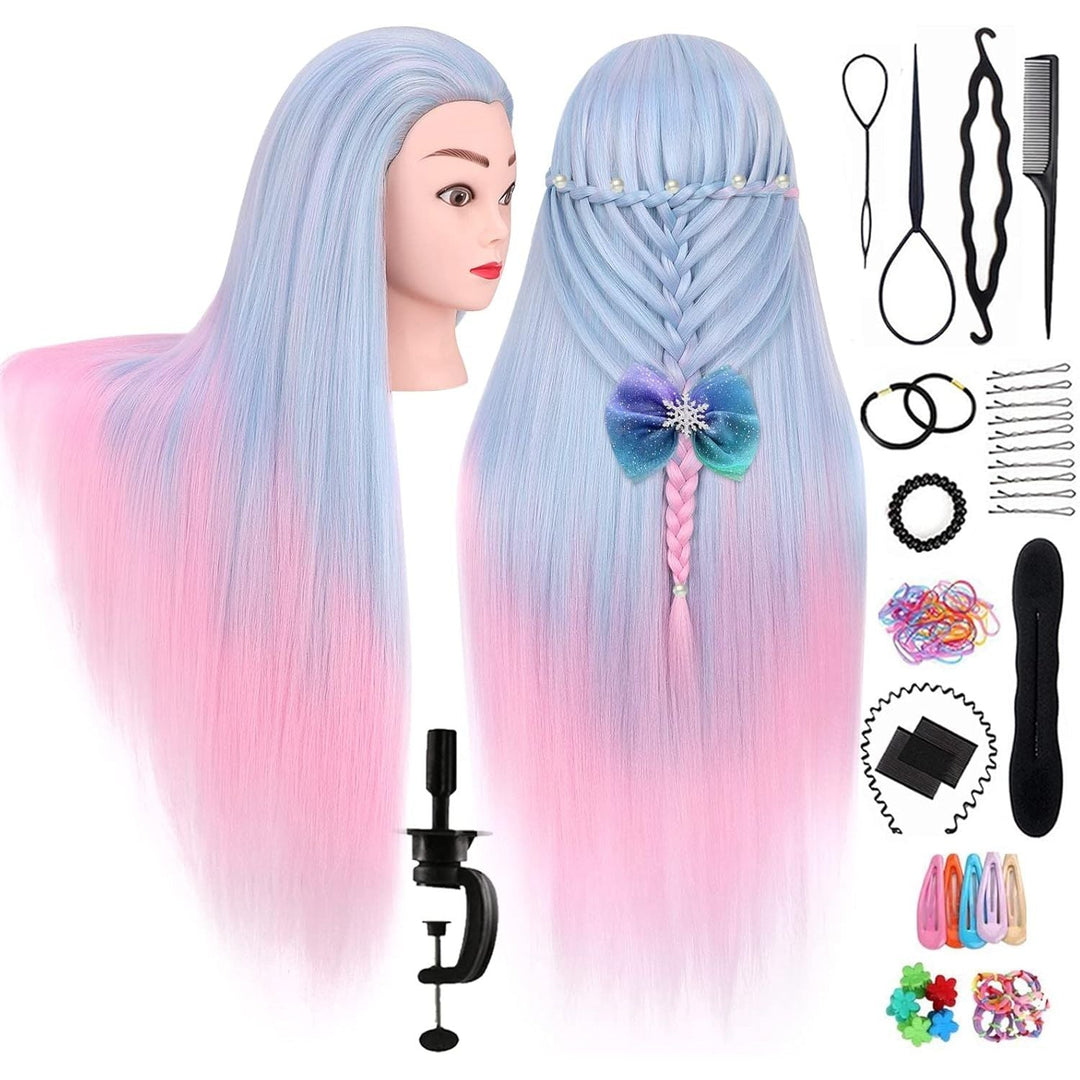 Mannequin Head, 29" Hair Mannequin with Synthetic Hair Manikin Head Practice Cosmetology Hair Doll Head Styling Hairdressing Training Braiding with Clamp Holder & Tools for Kids Girls - Just Closeouts Canada Inc.X0042B54UF