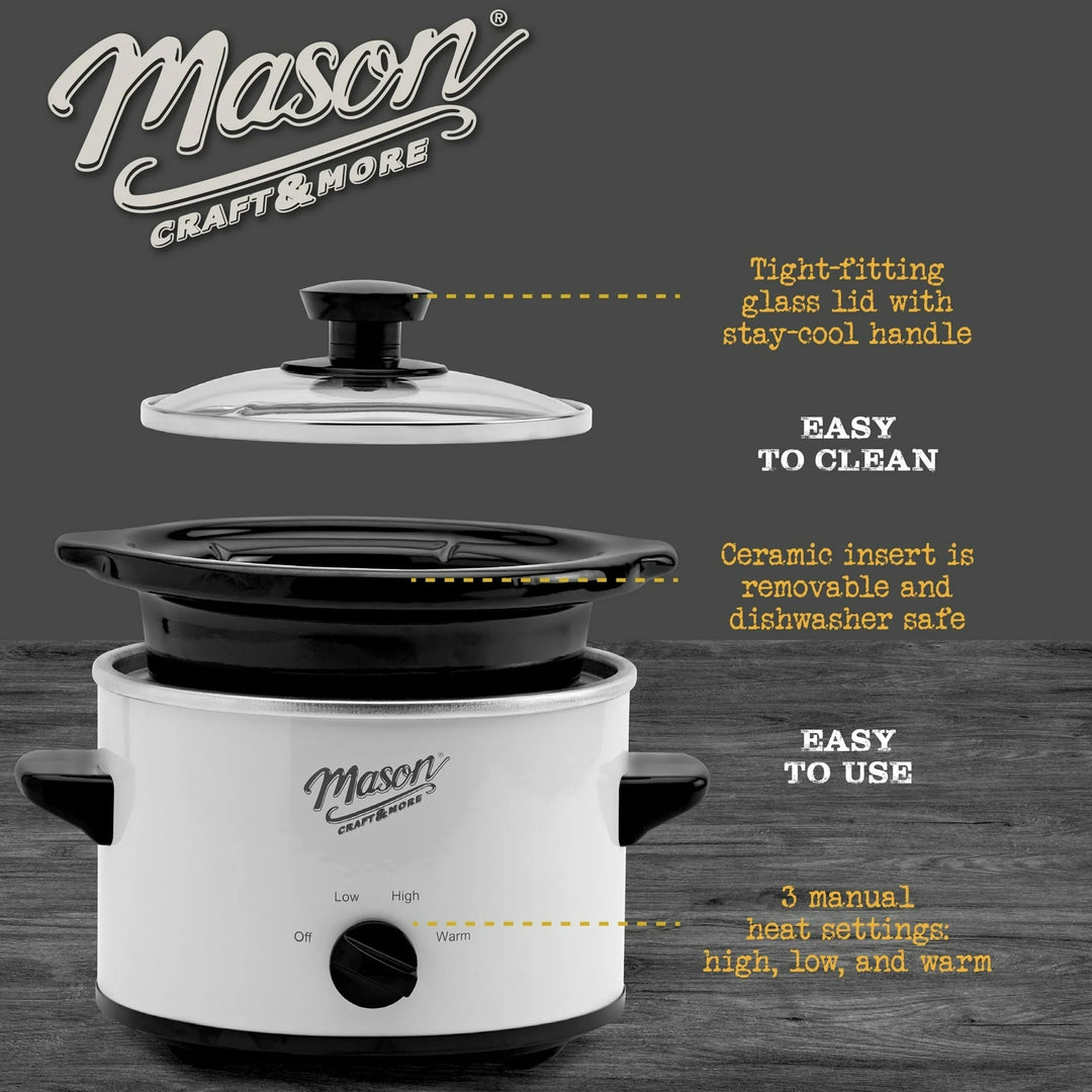 Mason Craft & More 3 Qt Slow Cooker Crock Pot - White - Prep & Relax SA - A1605 - Just Closeouts Canada Inc.