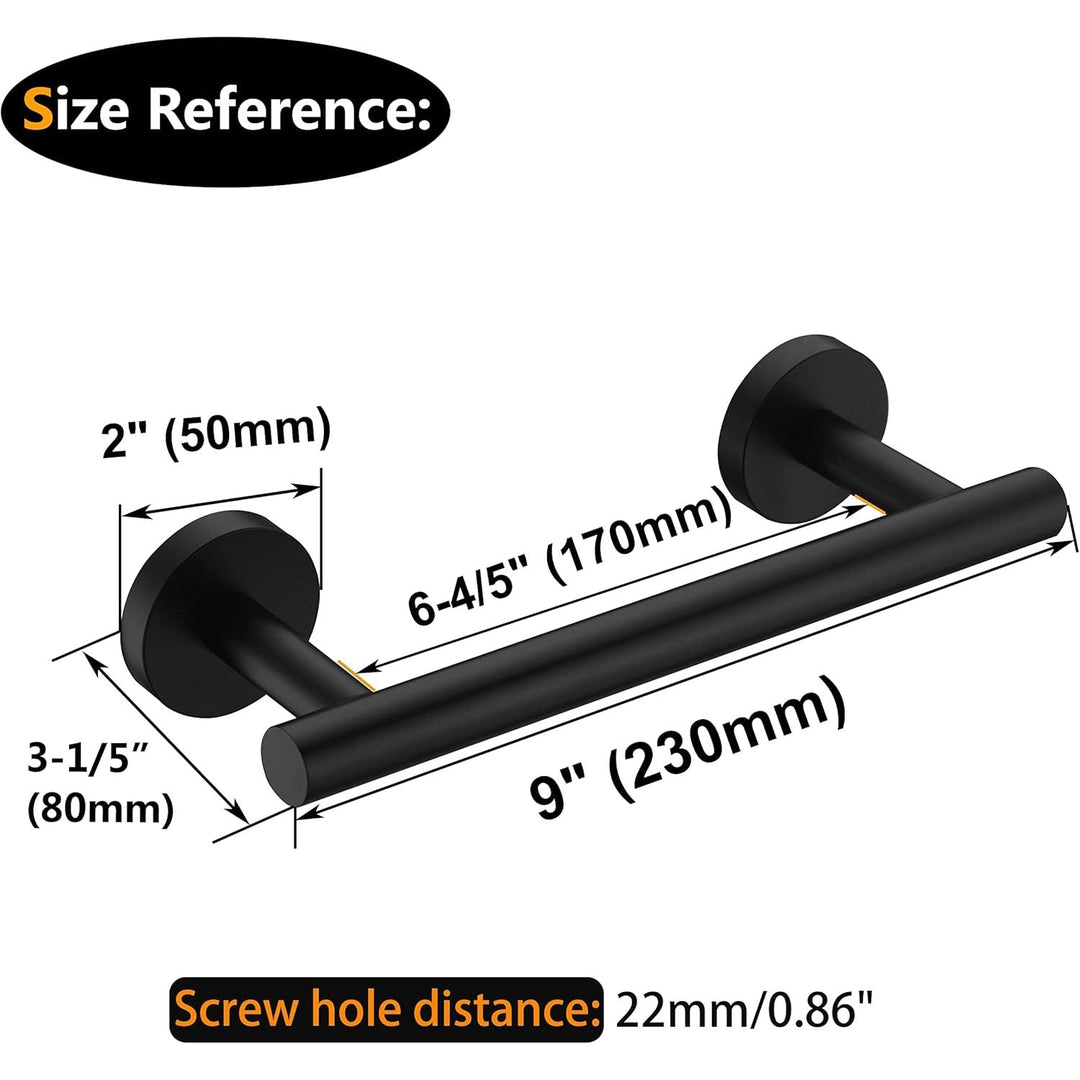 Matte Black Bath Hand Towel Bar Single Bars Towel Rack Rod Classic Wall Mounted Stainless Steel Bathroom Towel Bar Toilet Kitchen Towel Shelf Single Layer, 9inch - Just Closeouts Canada Inc.