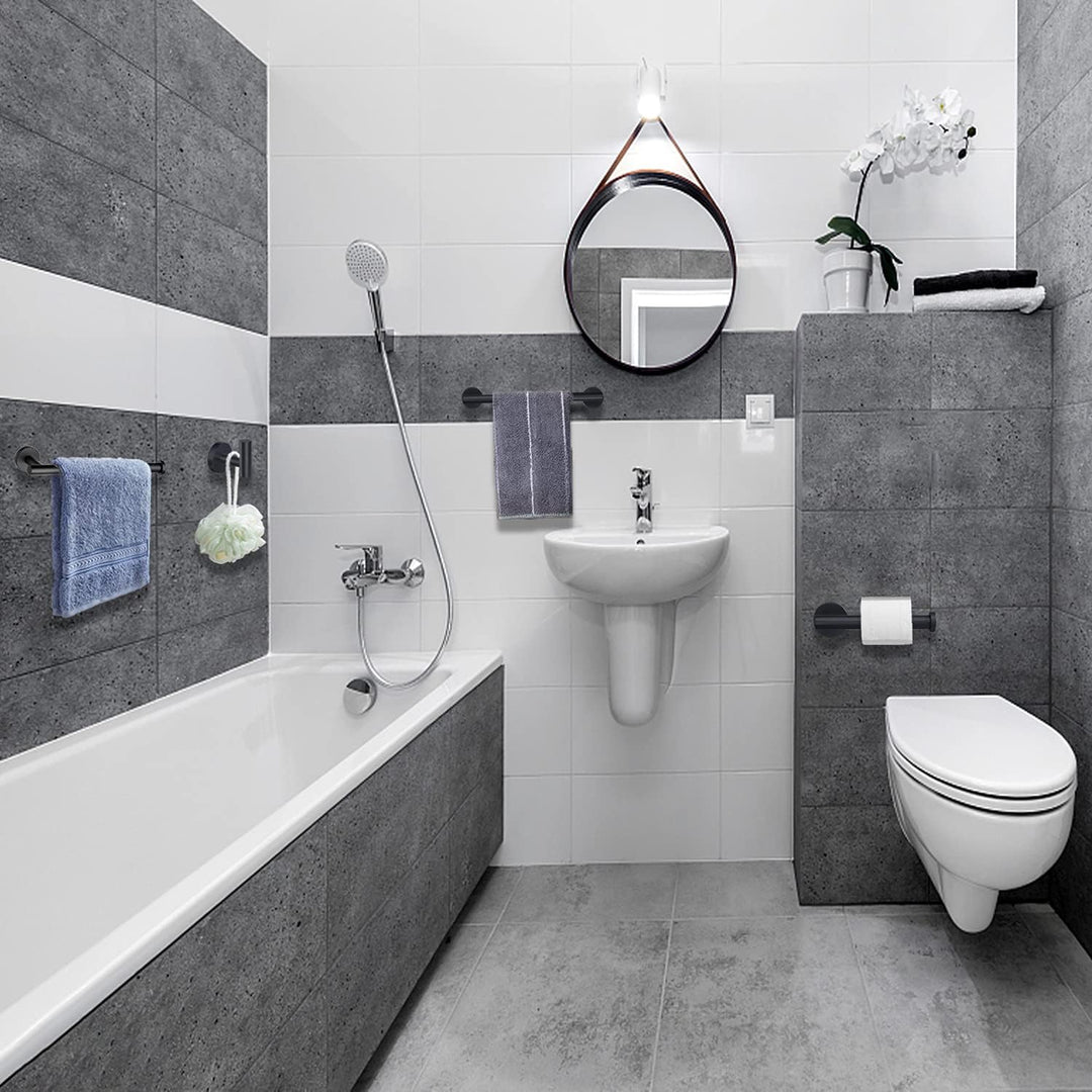 Matte Black Bath Hand Towel Bar Single Bars Towel Rack Rod Classic Wall Mounted Stainless Steel Bathroom Towel Bar Toilet Kitchen Towel Shelf Single Layer, 9inch - Just Closeouts Canada Inc.