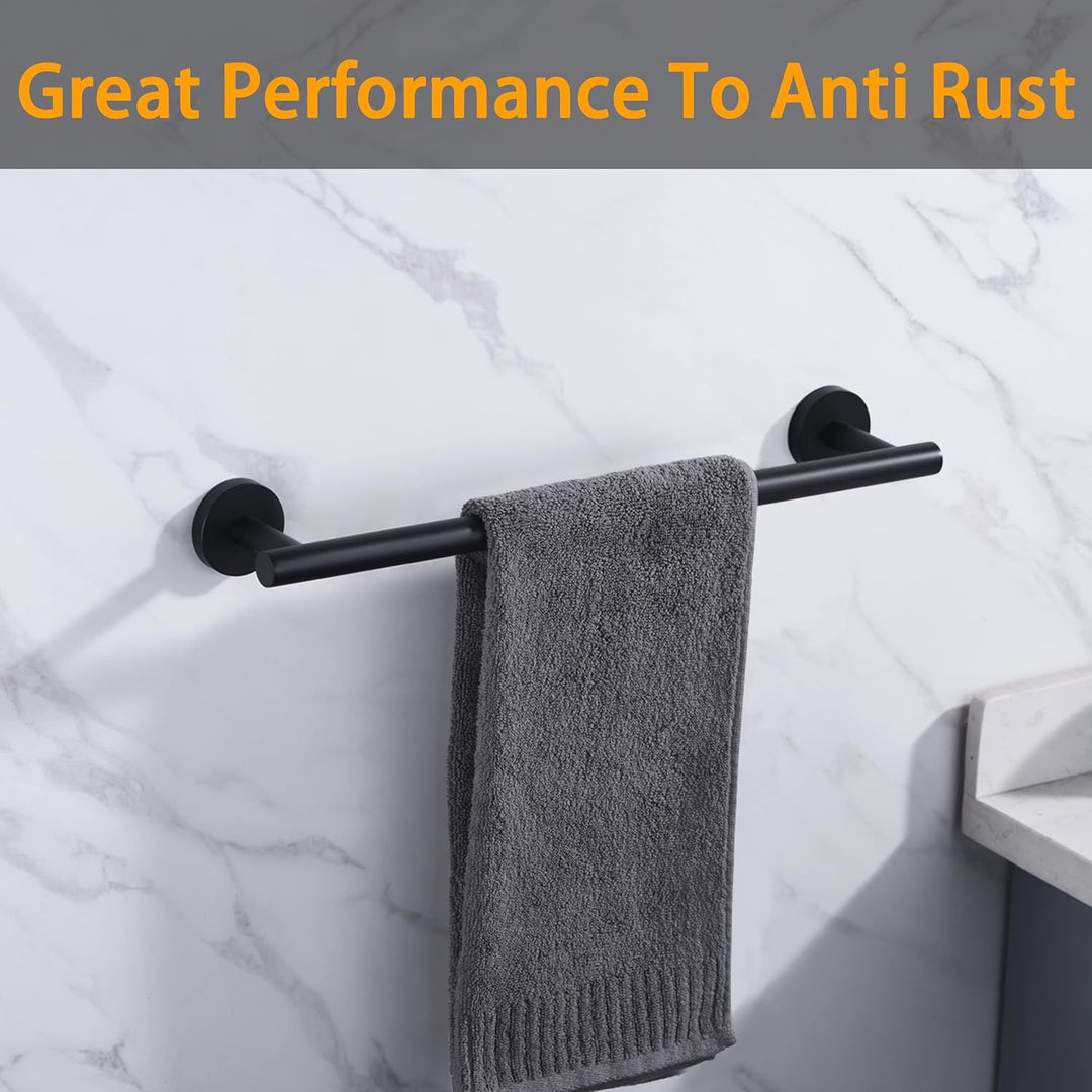 Matte Black Bath Towel Bar Single Bars Towel Rack Rod Classic Wall Mounted SUS304 Stainless Steel Bathroom Towel Holder Toilet Kitchen Towel Shelf Single Layer,16 inches - Just Closeouts Canada Inc.