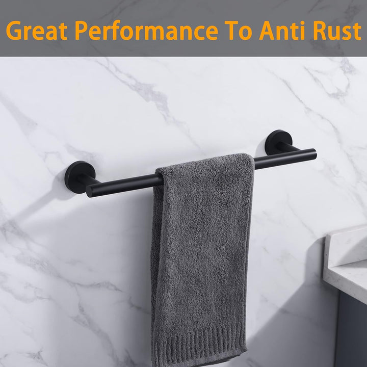 Matte Black Bath Towel Bar Single Bars Towel Rack Rod Classic Wall Mounted SUS304 Stainless Steel Bathroom Towel Holder Toilet Kitchen Towel Shelf Single Layer,16 inches - Just Closeouts Canada Inc.