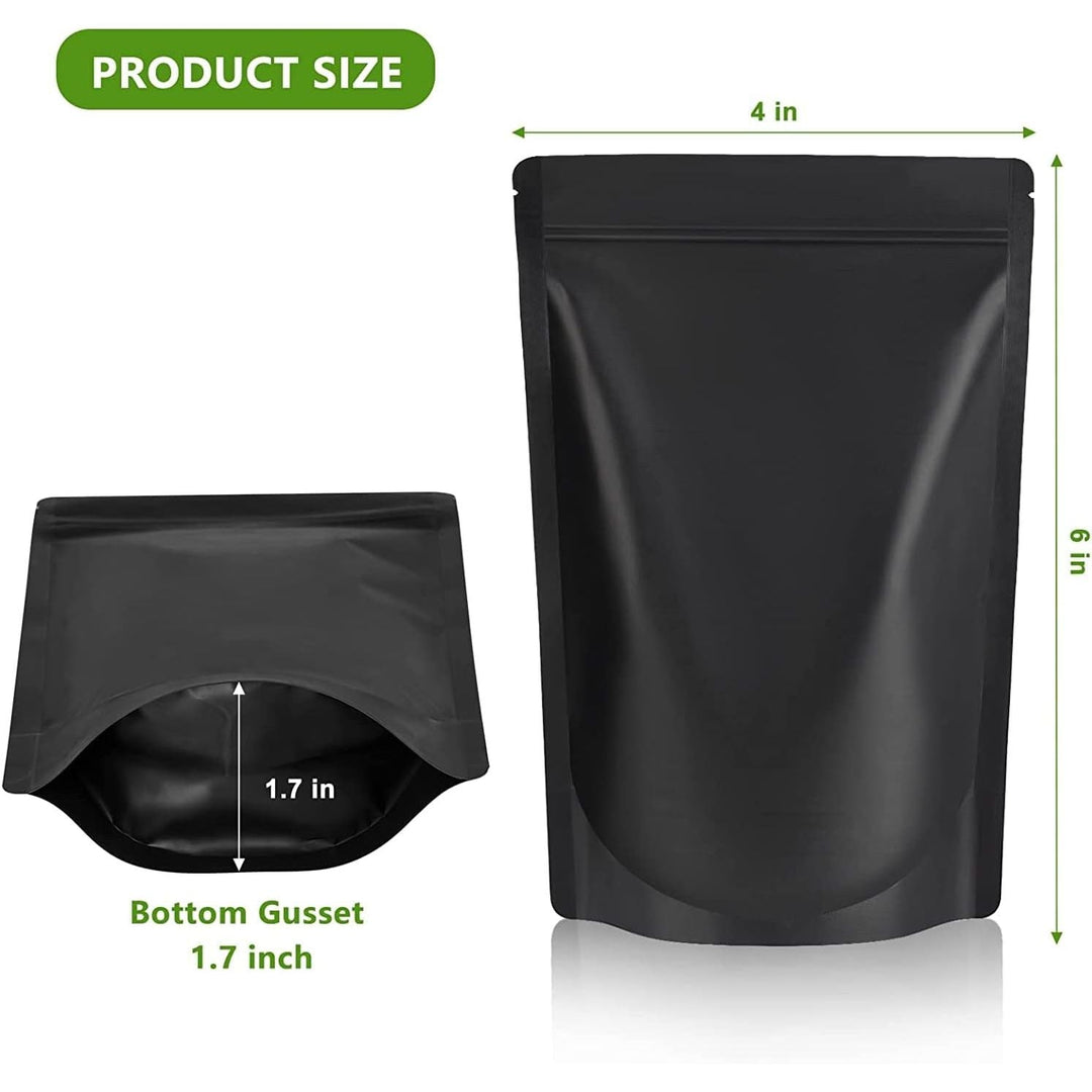 Matte Black Stand-Up Bags, 4 x 6 in, 50-Pack - Just Closeouts Canada Inc.
