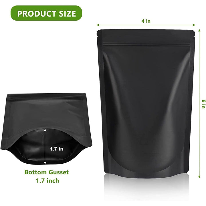 Matte Black Stand-Up Bags, 4 x 6 in, 50-Pack - Just Closeouts Canada Inc.