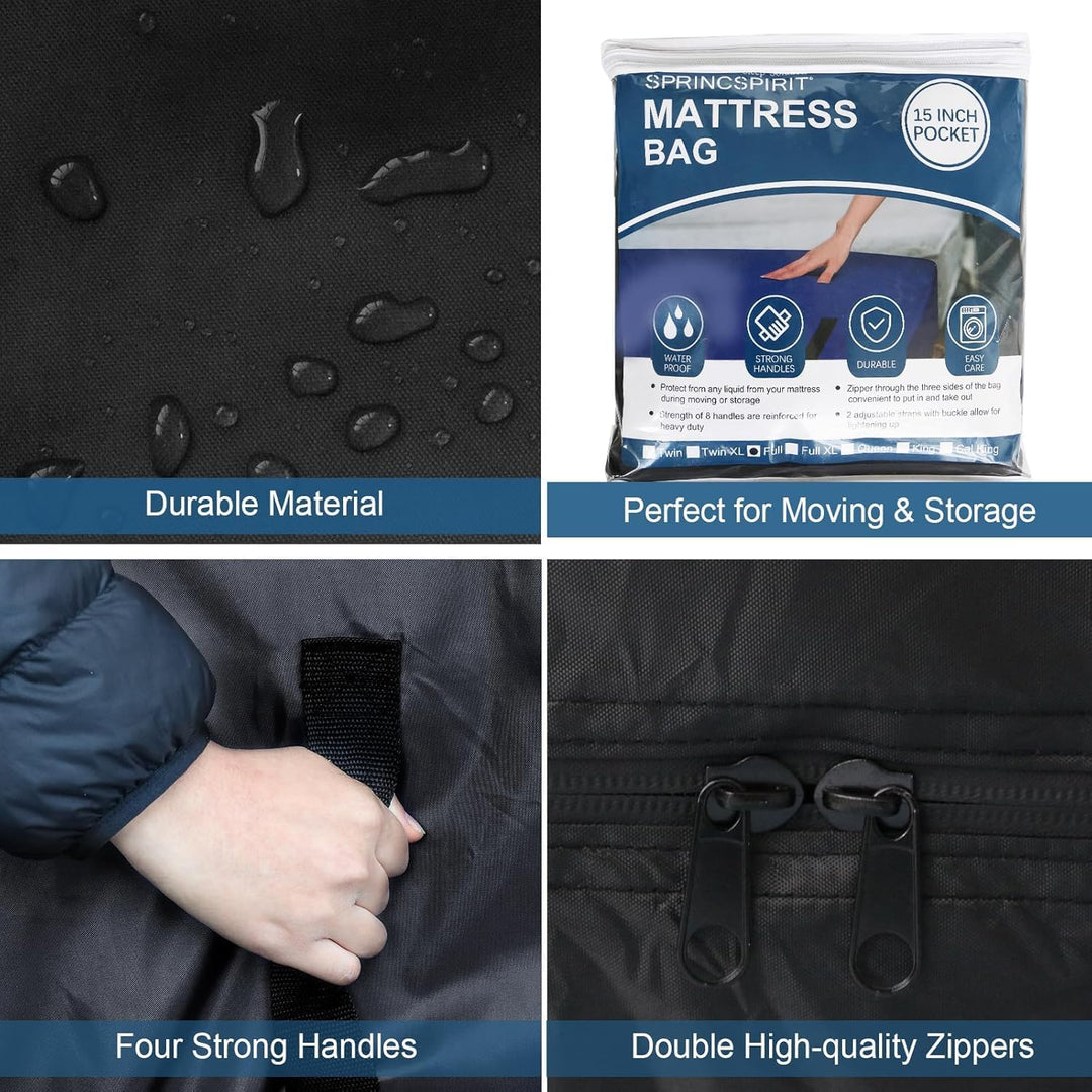 Mattress Bags for Moving Twin 2 Pack, Mattress Storage Bag Waterproof with Strong Handles & Double Zippers, Reusable Mattress Protector, Black - Just Closeouts Canada Inc.