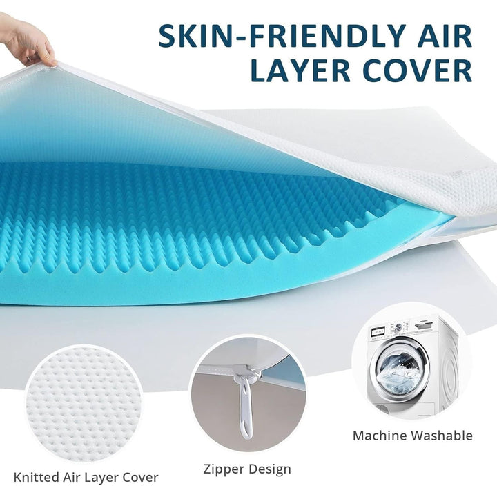 Mattress Topper Queen 2.9 Inch, Cooling Gel Infused Foam Mattress Topper with Airflow Egg Crate Design with Removable Cover, Certipur - Us Certified - Just Closeouts Canada Inc.