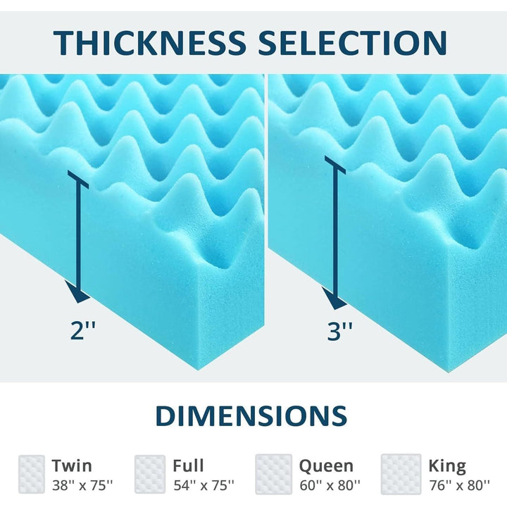 Mattress Topper Queen 2.9 Inch, Cooling Gel Infused Foam Mattress Topper with Airflow Egg Crate Design with Removable Cover, Certipur - Us Certified - Just Closeouts Canada Inc.