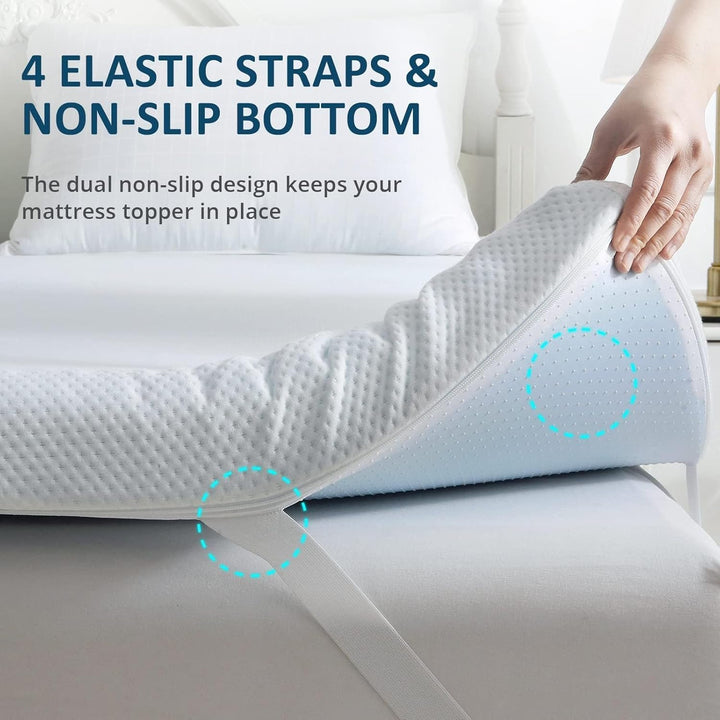 Mattress Topper Queen 2.9 Inch, Cooling Gel Infused Foam Mattress Topper with Airflow Egg Crate Design with Removable Cover, Certipur - Us Certified - Just Closeouts Canada Inc.