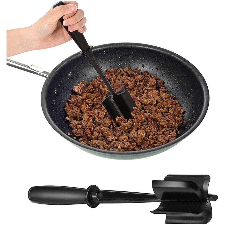 Meat Chopper Multifunctional Ground Masher with 5 Curve Blade Nylon Hamburger Utensil Cooking Tool Non - Stick Mix Chopper for Cookware Separator Heat Resistant Chop Stir Potato Ground Beef Turkey - Just Closeouts Canada Inc.