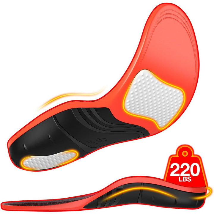 Medilax 220+lbs Plantar Fasciitis High Arch Support Insoles Men Women - Orthotic Shoe Inserts for Foot Pain Relief - Work Boot Shoe Insole - Standing All Day Heavy Duty Support (M, Black) - Just Closeouts Canada Inc.