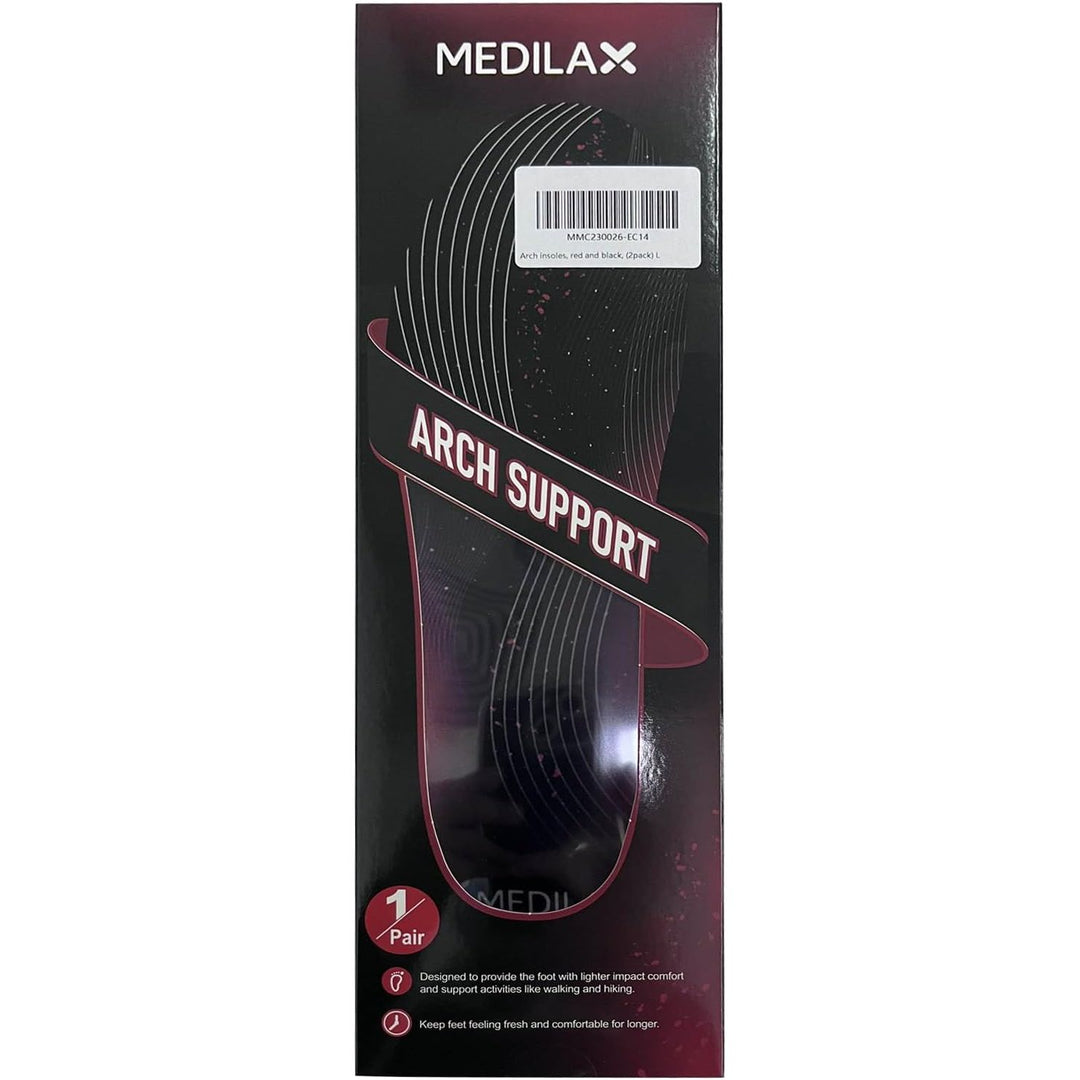 Medilax 220+lbs Plantar Fasciitis High Arch Support Insoles Men Women - Orthotic Shoe Inserts for Foot Pain Relief - Work Boot Shoe Insole - Standing All Day Heavy Duty Support (M, Black) - Just Closeouts Canada Inc.