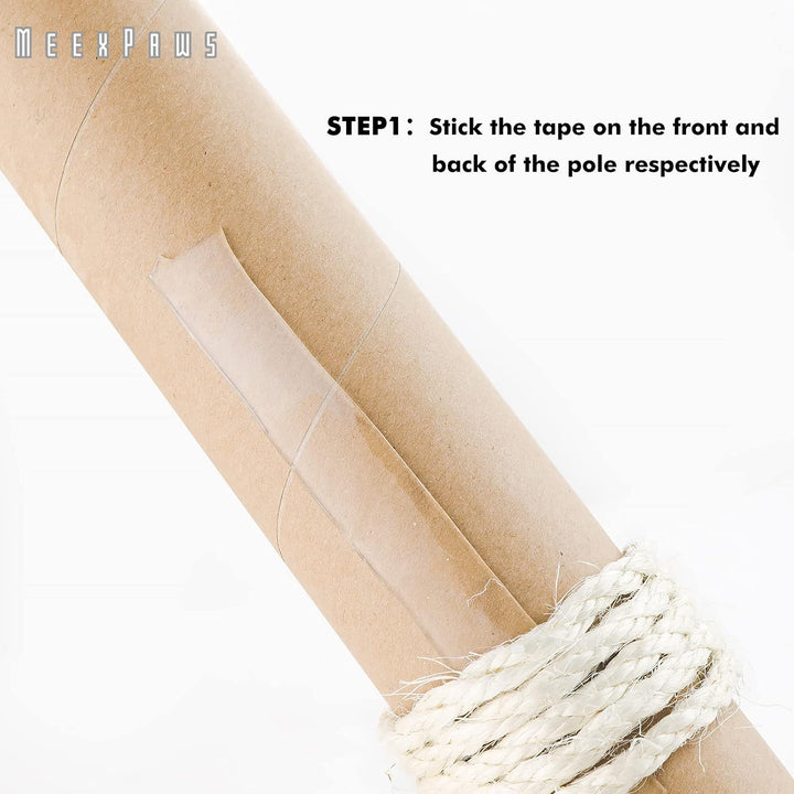 MEEXPAWS Natural Strong Sisal Rope Replacement for Cat Scratching Posts | Adhesive Tapes for Winding Easy & Tight | 1/4 “ Diameter | Brown | 164FT - Just Closeouts Canada Inc.