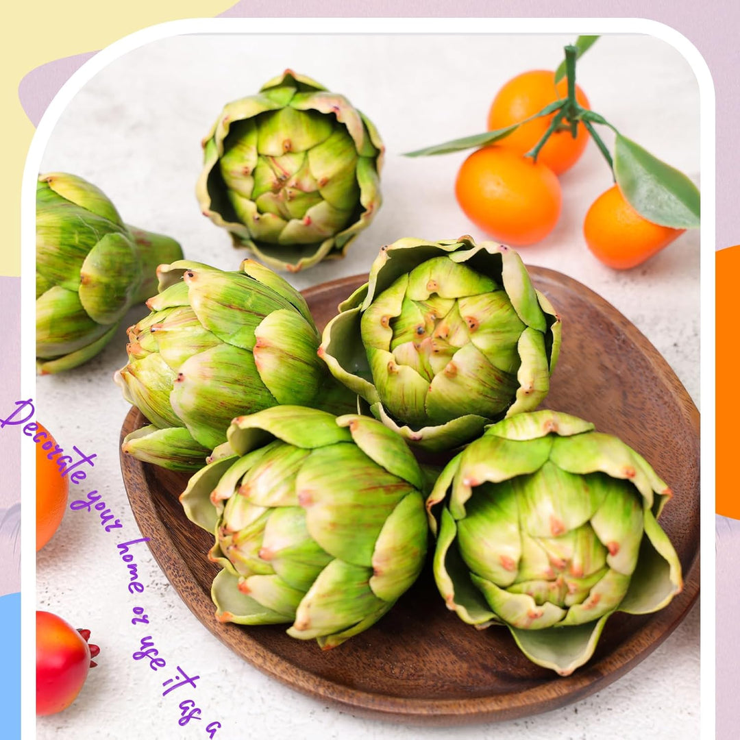 Meiwlong 6Pcs Artificial Fake Artichoke Vegetable Small Green Artichoke Faux Realistic Artichoke Flowers Bouquet Decoration Centerpiece Wedding Home Tabletop Kitchen Decor - Just Closeouts Canada Inc.