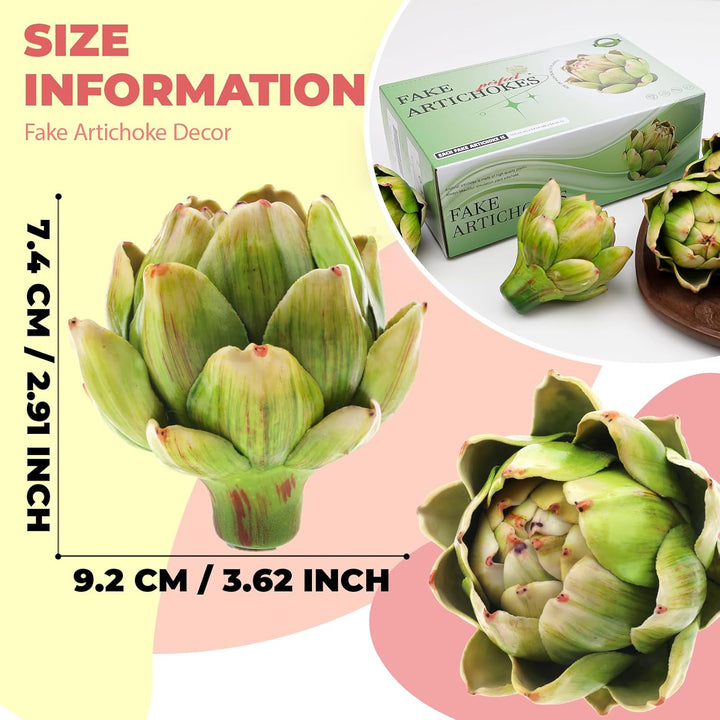 Meiwlong 6Pcs Artificial Fake Artichoke Vegetable Small Green Artichoke Faux Realistic Artichoke Flowers Bouquet Decoration Centerpiece Wedding Home Tabletop Kitchen Decor - Just Closeouts Canada Inc.