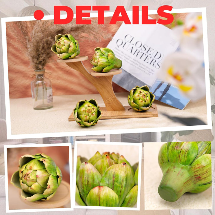 Meiwlong 6Pcs Artificial Fake Artichoke Vegetable Small Green Artichoke Faux Realistic Artichoke Flowers Bouquet Decoration Centerpiece Wedding Home Tabletop Kitchen Decor - Just Closeouts Canada Inc.