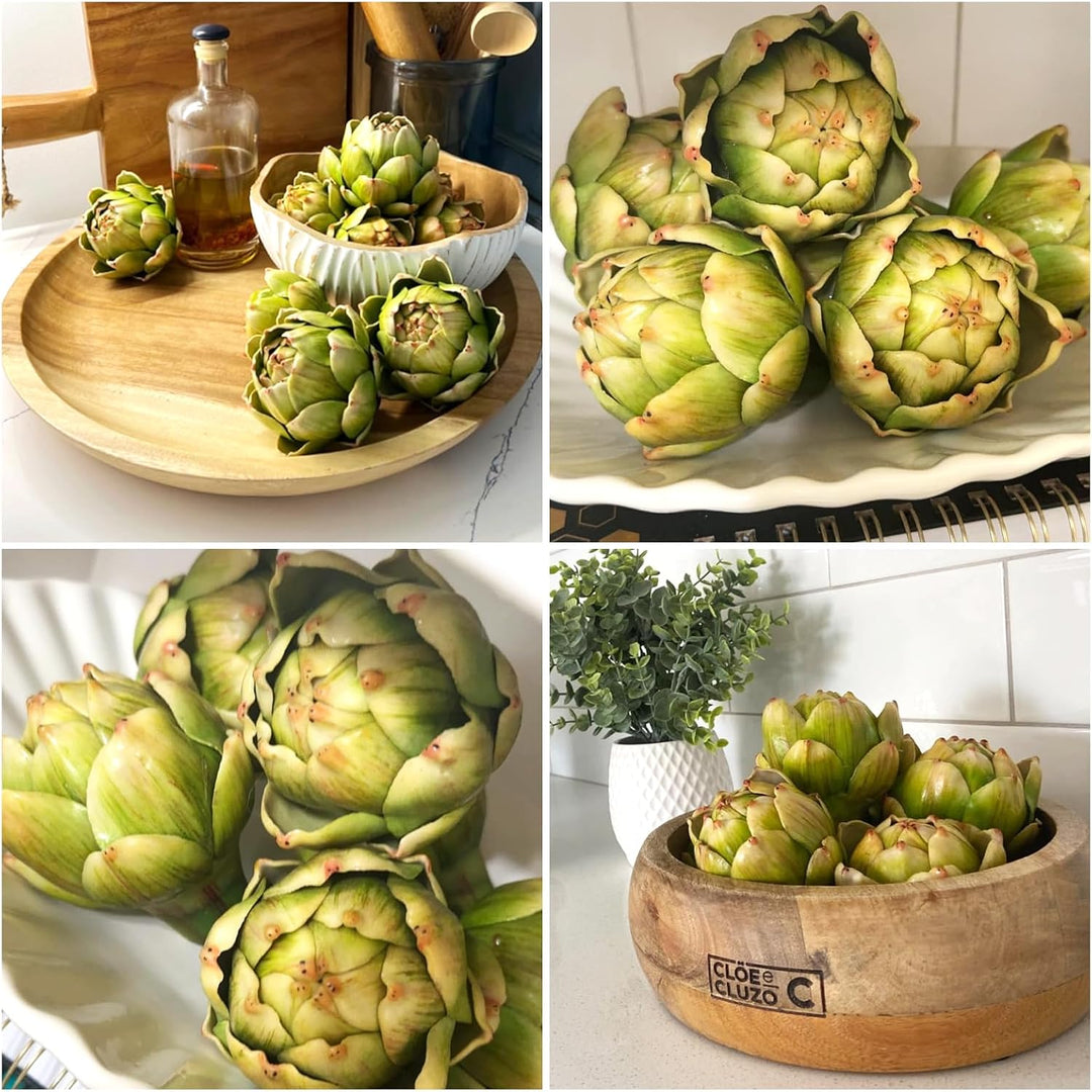 Meiwlong 6Pcs Artificial Fake Artichoke Vegetable Small Green Artichoke Faux Realistic Artichoke Flowers Bouquet Decoration Centerpiece Wedding Home Tabletop Kitchen Decor - Just Closeouts Canada Inc.