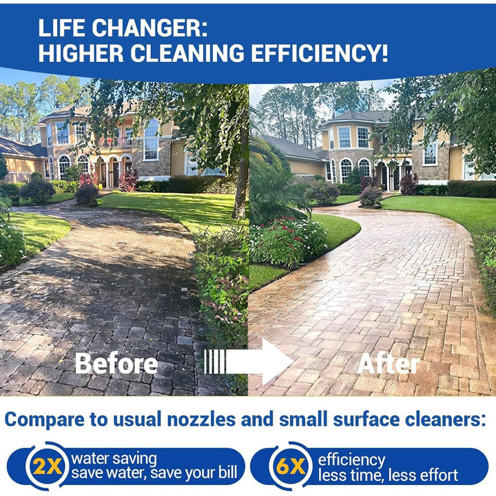 MEKOH 14" Pressure Washer Surface Cleaner 4500PSI, 4 Wheels Stainless Steel Power Washer Attachment for Driveway Sidewalk Patio Concrete, 1/4'' Quick - Connect, 2 Extension Wands & 5 Nozzles - Just Closeouts Canada Inc.