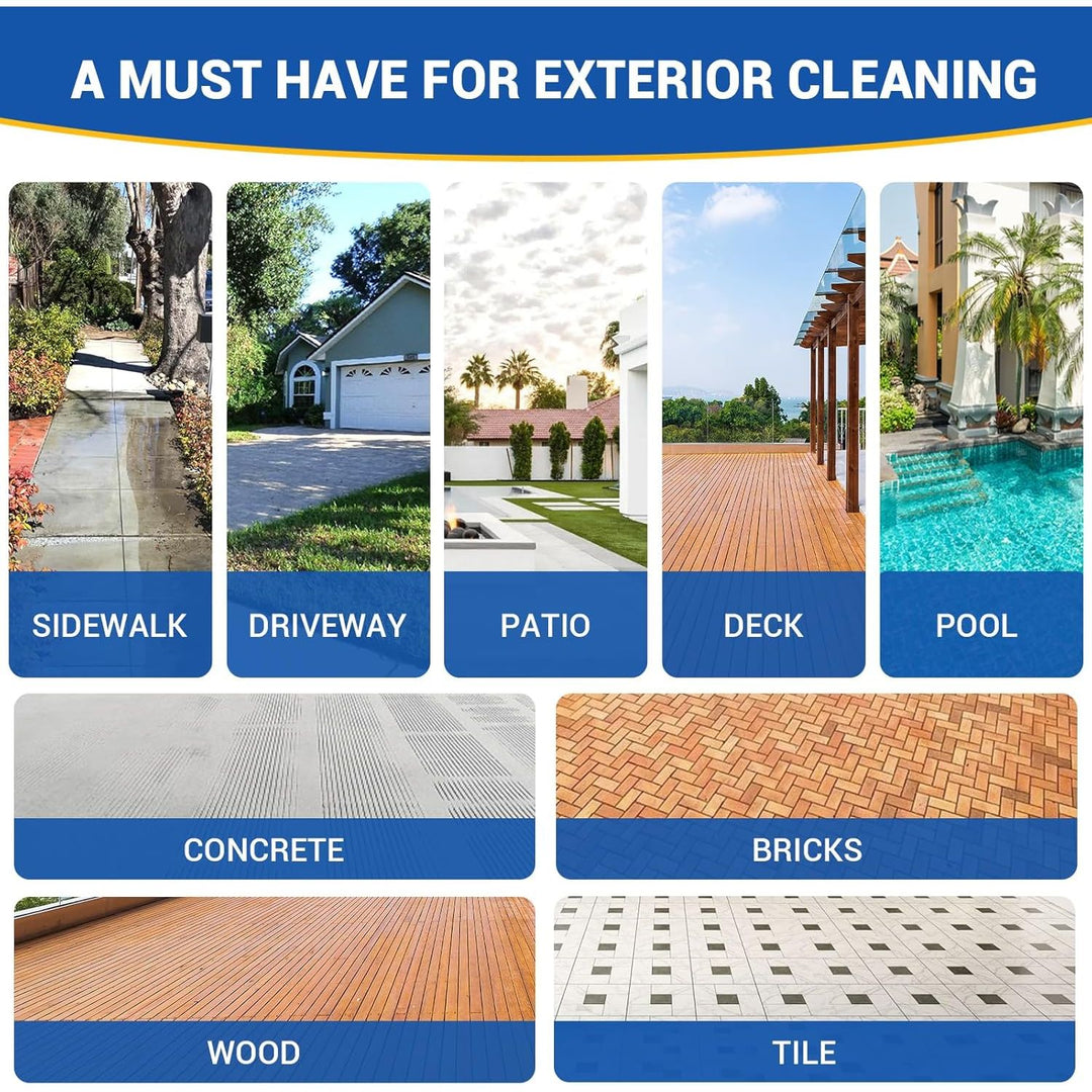 MEKOH 14" Pressure Washer Surface Cleaner 4500PSI, 4 Wheels Stainless Steel Power Washer Attachment for Driveway Sidewalk Patio Concrete, 1/4'' Quick - Connect, 2 Extension Wands & 5 Nozzles - Just Closeouts Canada Inc.